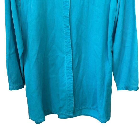 Soft Surroundings Shirt Dress Womens Size PL‎ Blue 100% Tencel Button Up Tunic - Picture 4 of 8